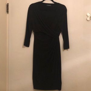Ralph Lauren Black Knee-Length Wrap Dress
